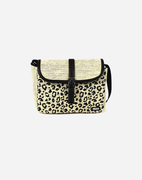 LES TROPEZIENNES KAI-TZ-02 GEANTA CROSSBODY TESATURA CU DESIGN LEOPARD BEIGE (Dimensiuni: 26 x 17 x 9cm.)