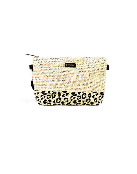 LES TROPEZIENNES KAI-TZ-04 GEANTA CROSSBODY TESATURA CU DESIGN LEOPARD BEIGE (Dimensiuni: 21 x 16 x 4cm.)