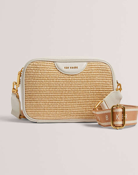 TED BAKER BARDAS Webbing Faux Raffia Camera Crossbody Bag (Dimensiuni: 21 x 15 x 6cm.)