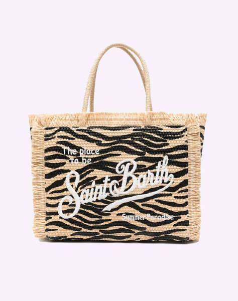 MC2 VANITY STRAW N-STRAW BAG WITH HANDLE-ZEBRA 0010 EMB (Dimensiuni: 33 x 27cm.)