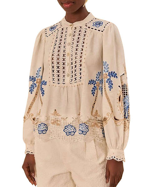 FARM RIO ROMANTIC RICHILIEU OFF-WHITE BLOUSE