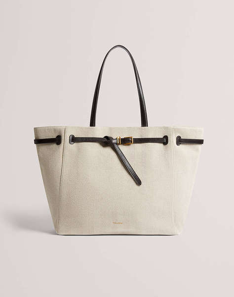 TED BAKER TAFANIE Belted Herringbone Canvas Large Tote Bag