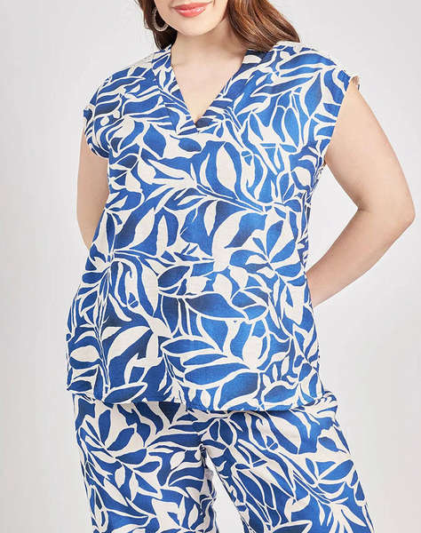 PARABITA Bluza cu imprimeu floral cu aspect de in