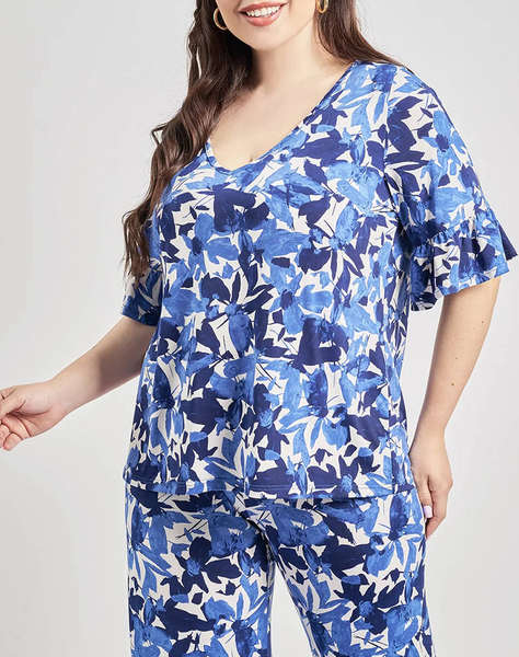 PARABITA Bluza cu volane jersey cu imprimeu floral
