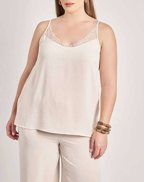 PARABITA Top lenjerie cu efect washed in relief cu dantela