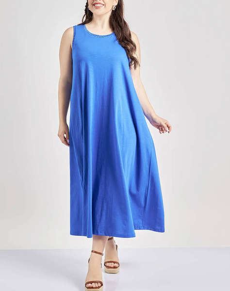 PARABITA Rochie fara maneca din bumbac cu fir lurex
