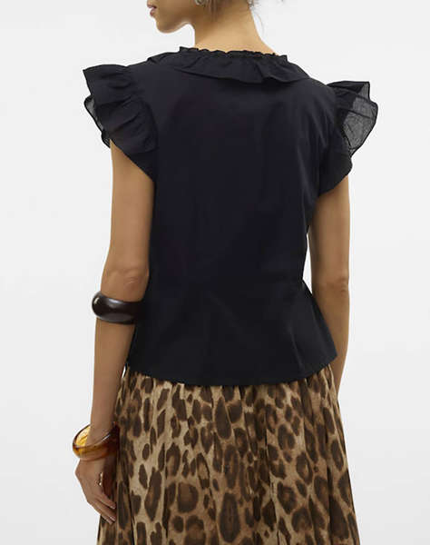 AWARE BY VERO MODA VMROXANNE SL V-NECK RUFFLE TOP VMA