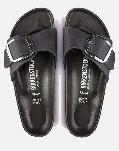 BIRKENSTOCK F25 LEATHER MADRID BIG BUCKLE LEOI BLACK HEX 35 - 43 NARROW CORE ESSENTIAL INCALTAMINTE DAMA