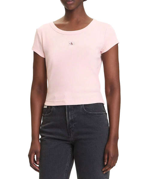 CALVIN KLEIN JEANS A- WOVEN LABEL 2X2 RIB BABY TEE