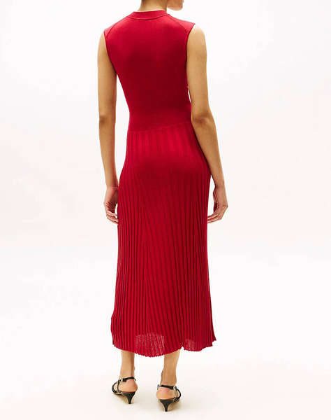 TOMMY HILFIGER LYOCELL SILK SL MOCK MIDI DRESS