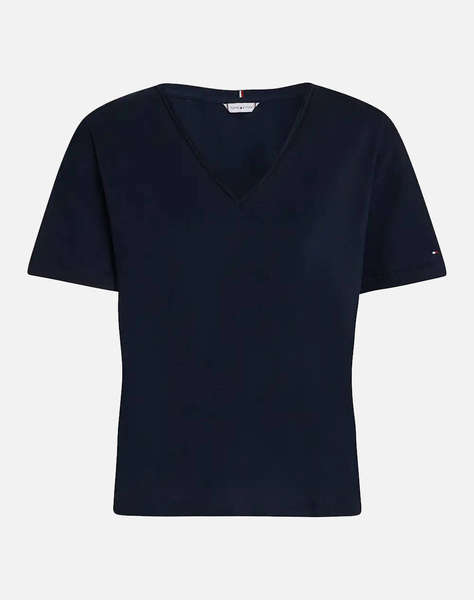 TOMMY HILFIGER SLUB CROP V-NK SS