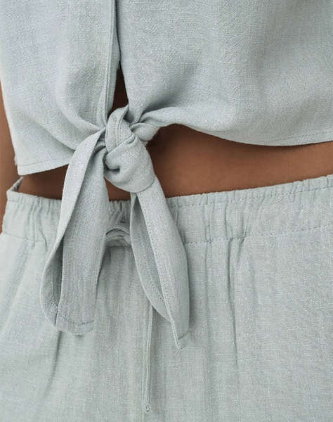 ONLY ONLSIESTA SS KNOT LIN BL SHIRT PNT NOOS