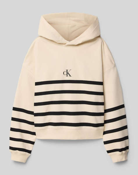 CALVIN KLEIN JEANS CK LOGO BOXY FIT STRIPES HOODIE