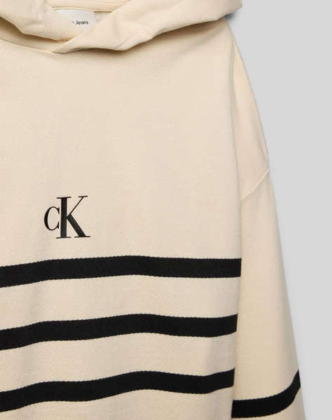 CALVIN KLEIN JEANS CK LOGO BOXY FIT STRIPES HOODIE