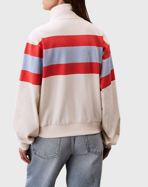 CALVIN KLEIN RUGBY JERSEY 1/4 ZIP STRIPE TOP