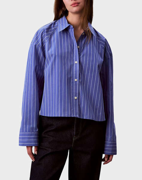 CALVIN KLEIN JEANS YD STRIPE BOXY CROPPED SHIRT