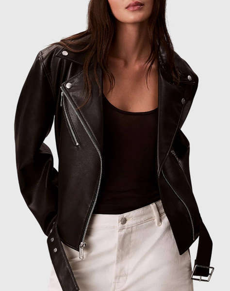 CALVIN KLEIN JEANS FAUX LEATHER MOTO JACKET W/BELT