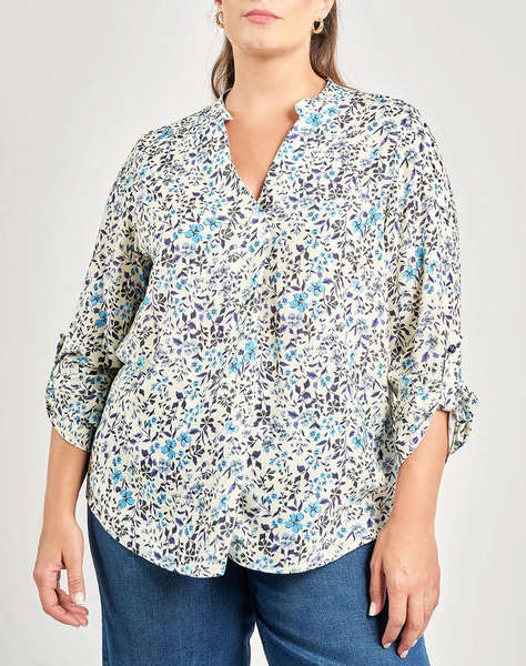 PARABITA Bluza din vascoza, imprimata floral, cu pliuri.