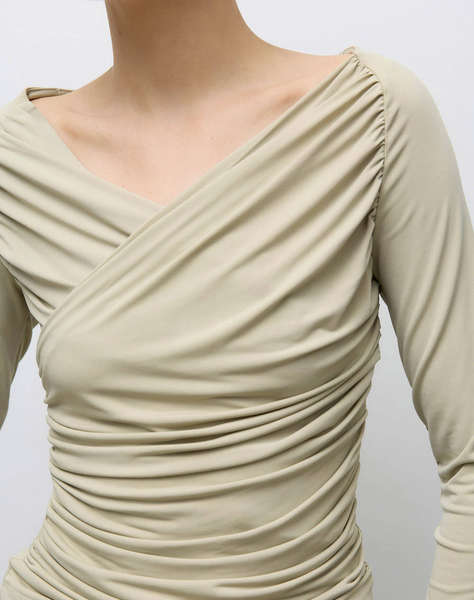 AWARE BY VERO MODA AWSOPHIA LS V-NECK WRAP TOP