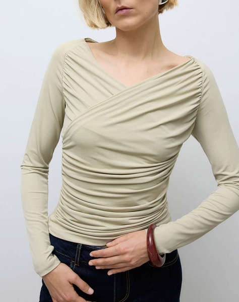 AWARE BY VERO MODA AWSOPHIA LS V-NECK WRAP TOP