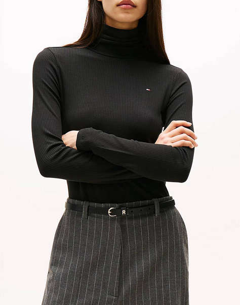 TOMMY HILFIGER SLIM 5X2 RIB ROLL-NK LS