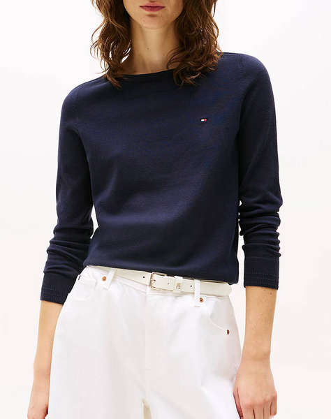 TOMMY HILFIGER CO JERSEY STITCH BOAT-NK SWEATER
