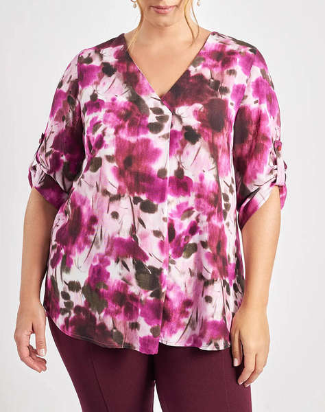 PARABITA Bluza imprimata floral, cu maneci rulate