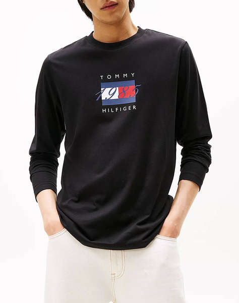 TOMMY HILFIGER LINEAR FLAG GRAPHIC LS TEE