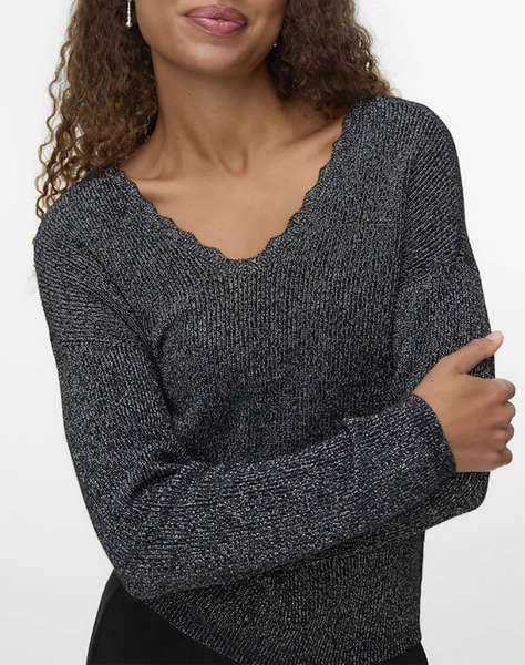 VERO MODA VMNEWLEX SHINE DOUBLE LS V-NECK PULL.