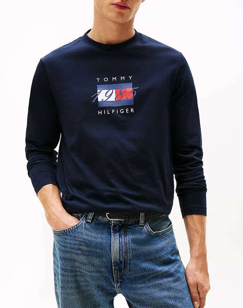 TOMMY HILFIGER LINEAR FLAG GRAPHIC LS TEE