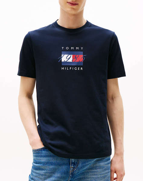 TOMMY HILFIGER LINEAR FLAG GRAPHIC TEE