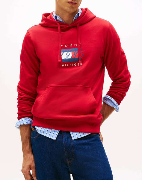 TOMMY HILFIGER LINEAR FLAG GRAPHIC HOODIE