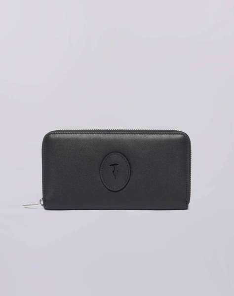 TRUSSARDI SOCIETY ZIP AROUND WALLET LG - CALF LEATHER (Dimensiuni: 19.5 x 10.5cm.)