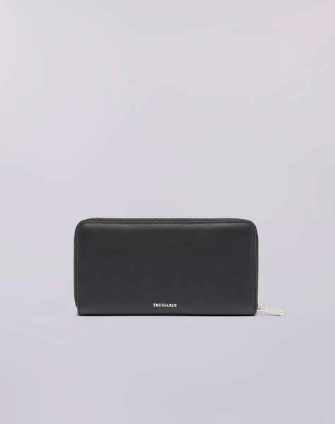 TRUSSARDI SOCIETY ZIP AROUND WALLET LG - CALF LEATHER (Dimensiuni: 19.5 x 10.5cm.)
