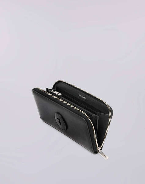 TRUSSARDI SOCIETY ZIP AROUND WALLET LG - CALF LEATHER (Dimensiuni: 19.5 x 10.5cm.)