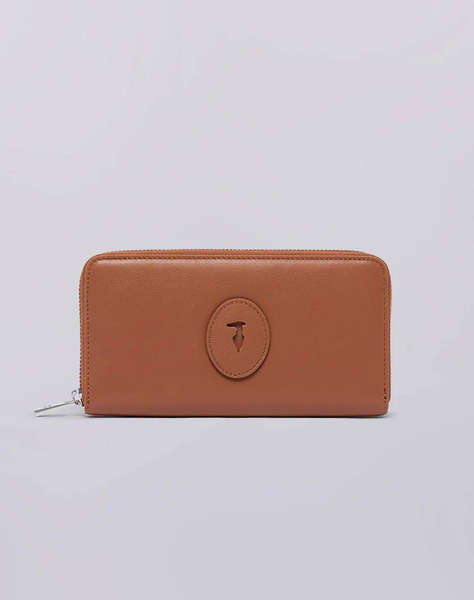 TRUSSARDI SOCIETY ZIP AROUND WALLET LG - CALF LEATHER (Dimensiuni: 19.5 x 10.5cm.)
