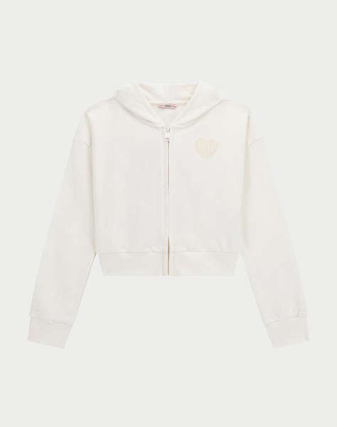 GUESS HOODED LS ACTIVE TOP W/ZIP FLEECE COPII GIRL