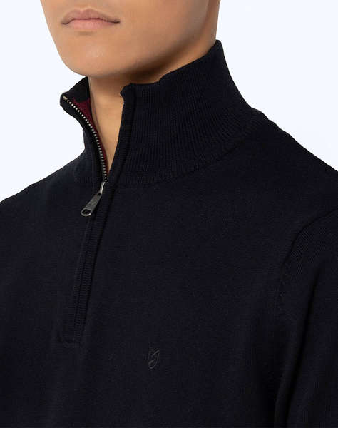 BOSTONIANS Pulover DIN BUMBAC HALF-ZIP REGULAR FIT