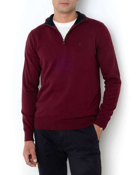 BOSTONIANS Pulover DIN BUMBAC HALF-ZIP REGULAR FIT