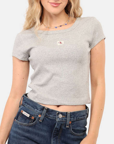 CALVIN KLEIN JEANS A- WOVEN LABEL 2X2 RIB BABY TEE