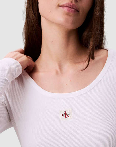 CALVIN KLEIN JEANS LS WOVEN LABEL 2X2 RIB SCOOP NEC