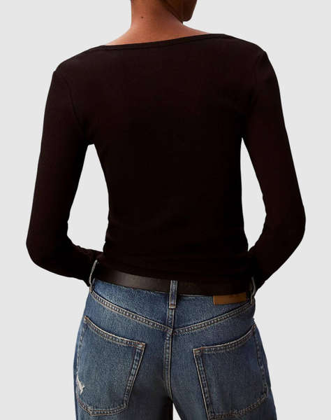 CALVIN KLEIN JEANS LS WOVEN LABEL 2X2 RIB SCOOP NEC