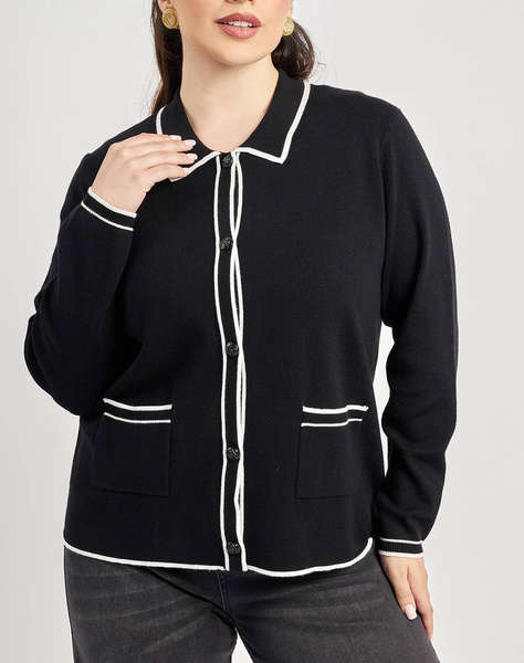 PARABITA Cardigan tricotat cu guler bicolor