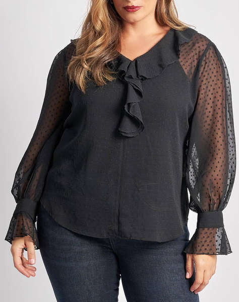 PARABITA Bluza chiffon plumetti cu volane