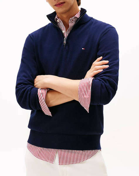 TOMMY HILFIGER PIMA ORG CTN CASHMERE ZIP MOCK