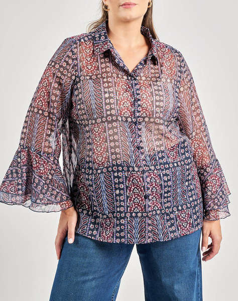PARABITA Camasa boho din chiffon cu imprimeu