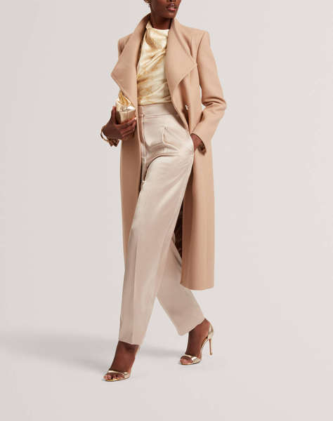TED BAKER MINDEE Double Faced Wool Long Sculpted Wrap Coat