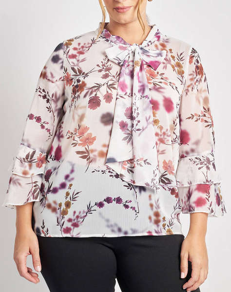 PARABITA Bluza chiffon cu cravata