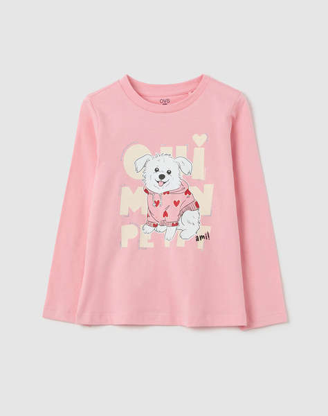 OVS TSH LS PRINT4-5COL STRASS