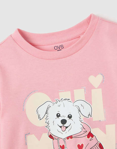 OVS TSH LS PRINT4-5COL STRASS